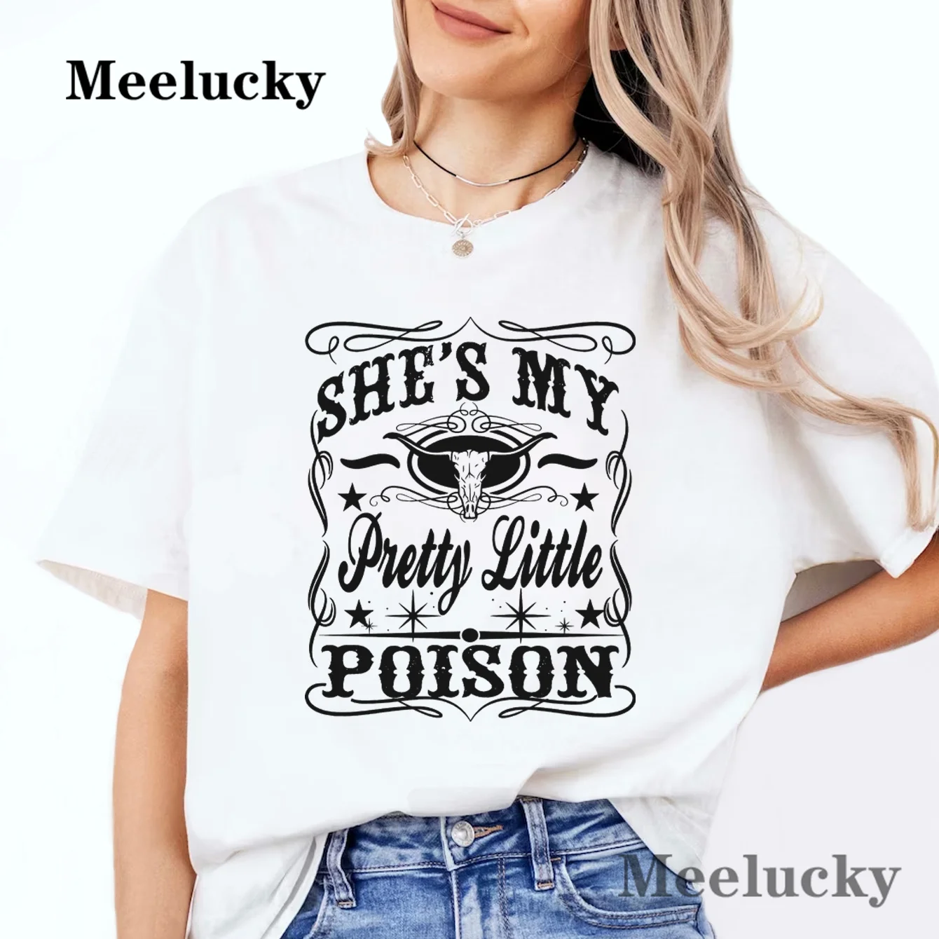 Pretty Little Poison and Cowgirls Don't Cry Tee Vintage Women's Letter Print Casual T shirt Summer Short Sleeve 100% Cotton