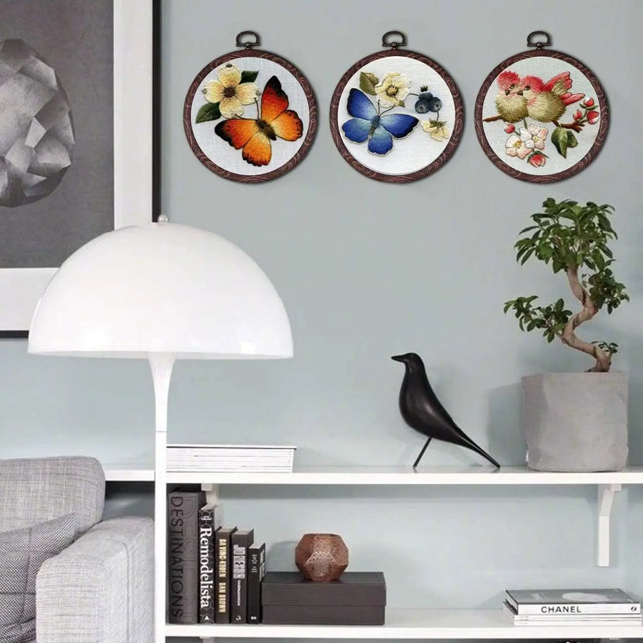 إطار تطريز 6 بوصة، طوق خشبي مقلد للتطريز للفن والخياطة، 4 قطع إطار أطواق تطريز مع قطعة واحدة من الخياطة Ne