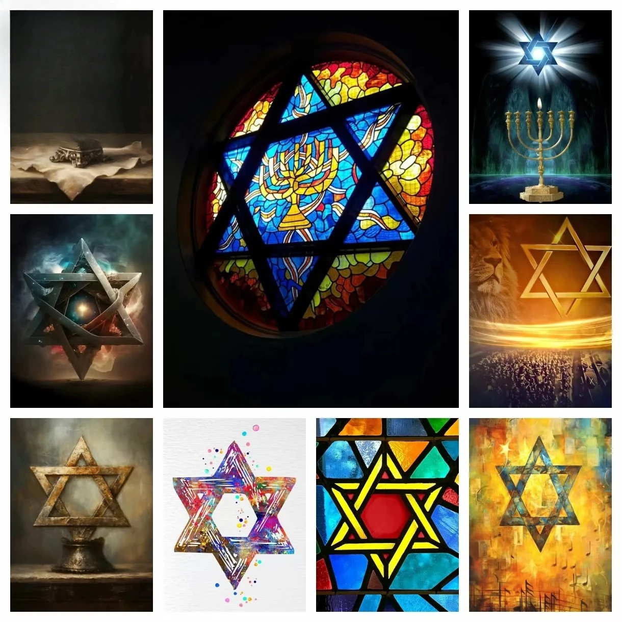 

Картина маслом по номерам Звезда Давида, украшение для дома, картина, настенная картина, декор для спальни, подарок, безрамный