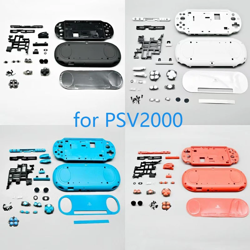 

black/white/blue Housing Shell Case Cover With Button Parts For PSVita 2000 PS Vita PSV2000 Console Case With Sticker