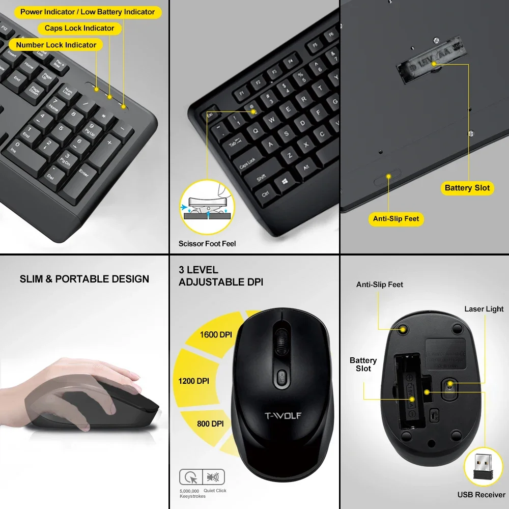 Imagem -03 - Teclado sem Fio e Mouse Grupo Wifi Suit Chocolate Punk Key Suporte One Press to Mute Shopping 2.4g