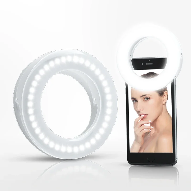 USB Rechargeable Selfie Ring Light Portable LED Clip On Fill Light for Mobile Phone Laptop YouTube Videos