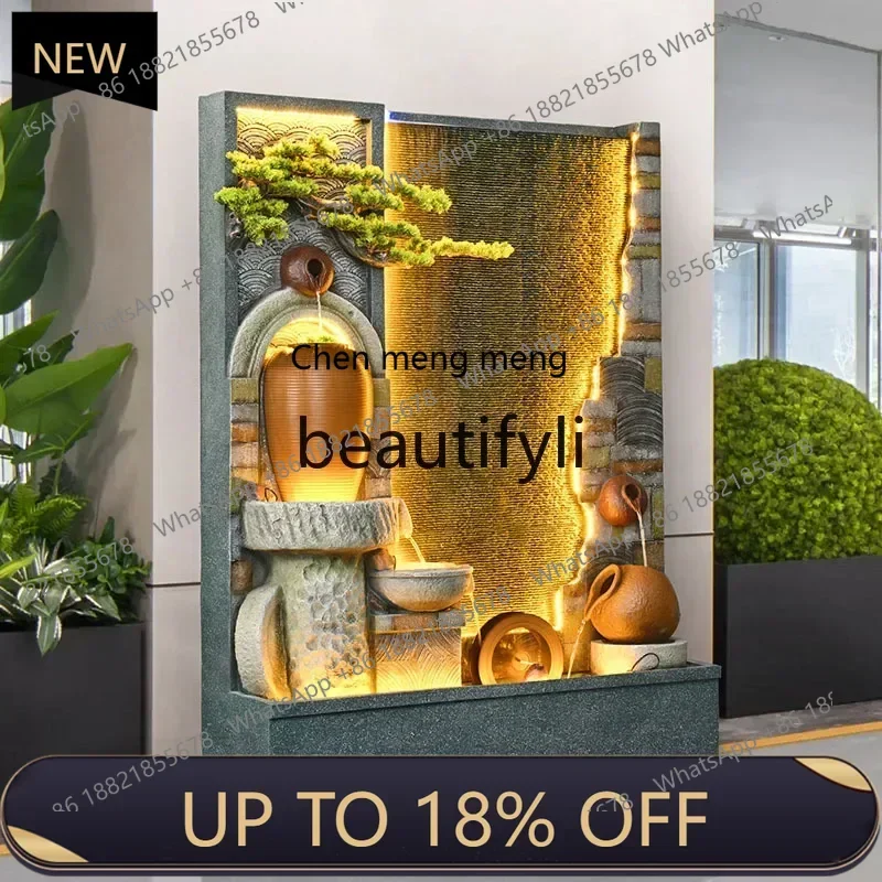 

P178 Water curtain wall fountain rockery flowing water ornament circulating water living room entrance floor