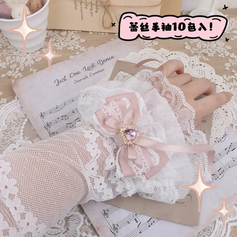 Handmade Lolita Lace Bow White Hand Sleeve Sleeve Fake Sleeve Thunder Sweet Cute
