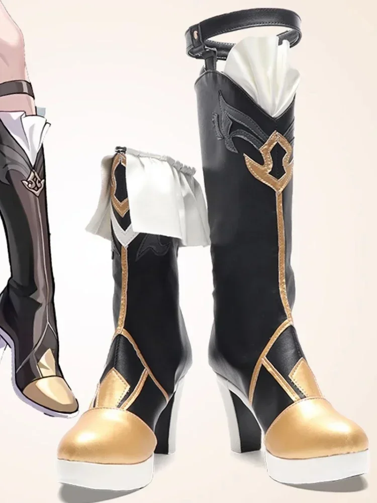 Honkai:Star Rail Sushang สั้นรองเท้า PU หนังโลหะหัวเข็มขัด Laces Elegant ไม่สมมาตรรองเท้าส้นสูงรองเท้าคอสเพลย์สําหรับ Boy Girl