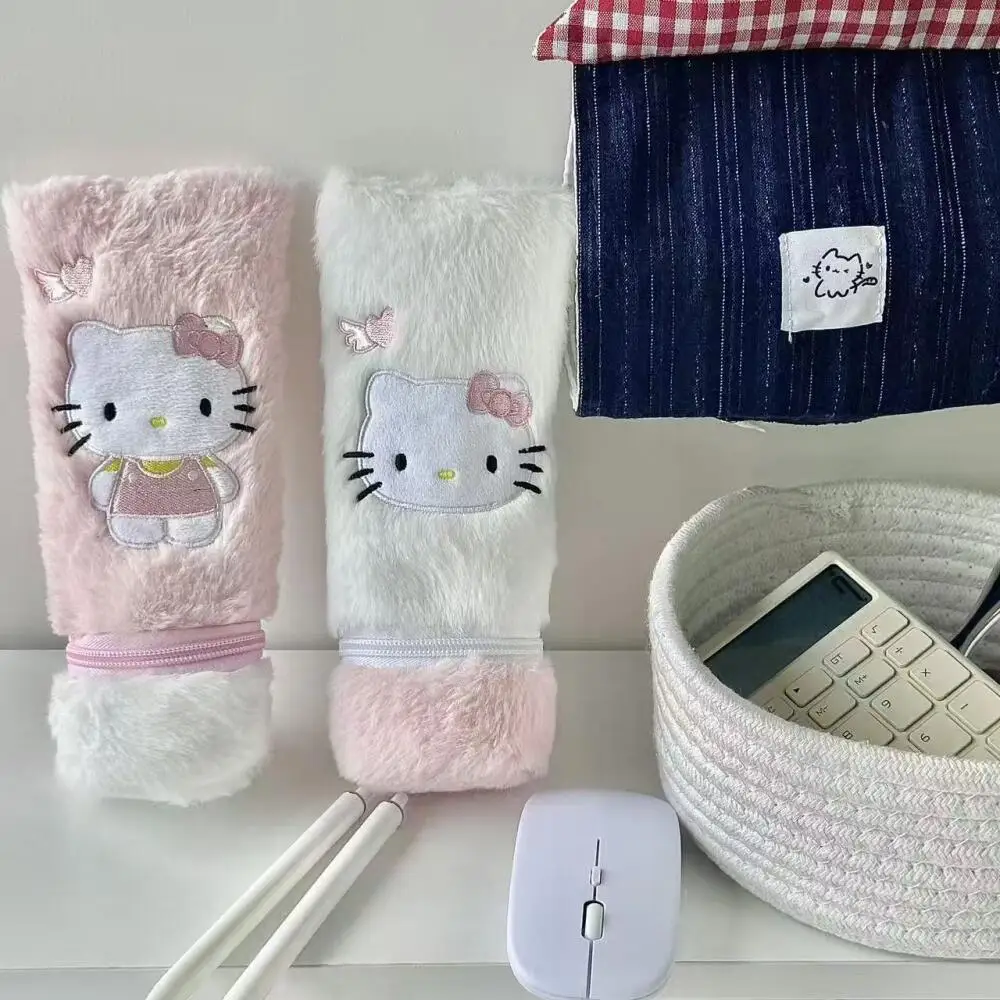 21cm sanrio hello kitty pasta de dente pelúcia moeda zíper bolsa lápis caso standable decoração desktop armazenamento cosméticos presente da menina