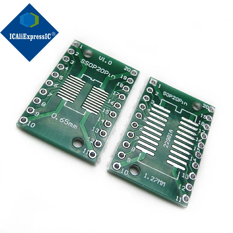 SMD para placa adaptadora DIP em linha, SOP20, TSSOP20, 0,65mm, 1,27mm, 10 peças