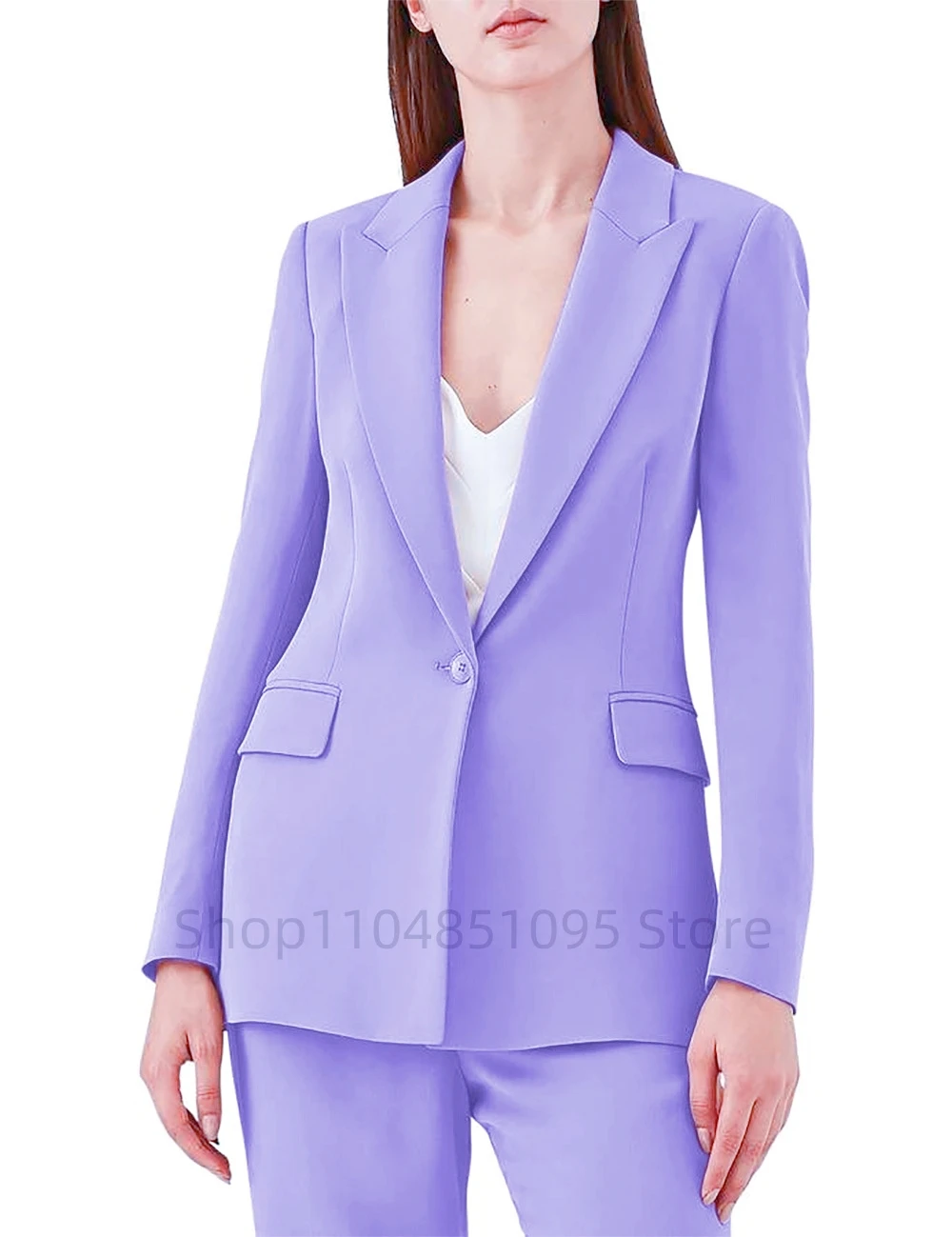 

New Women Clothing Notched Collar Full Sleeves One Button Blazer Slim High Waist Office Blazer And Full Length Pants Suits Set