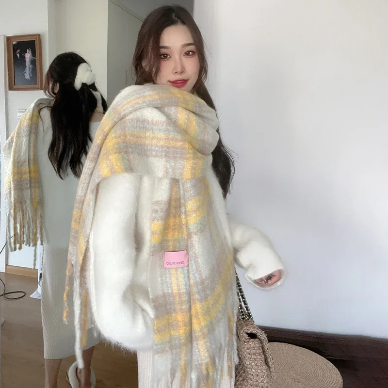وشاح موهير جديد لعام 2025 للنساء للخريف والشتاء على الطراز الكوري وشاح كشمير تقليد متعدد الاستخدامات من ميلارد