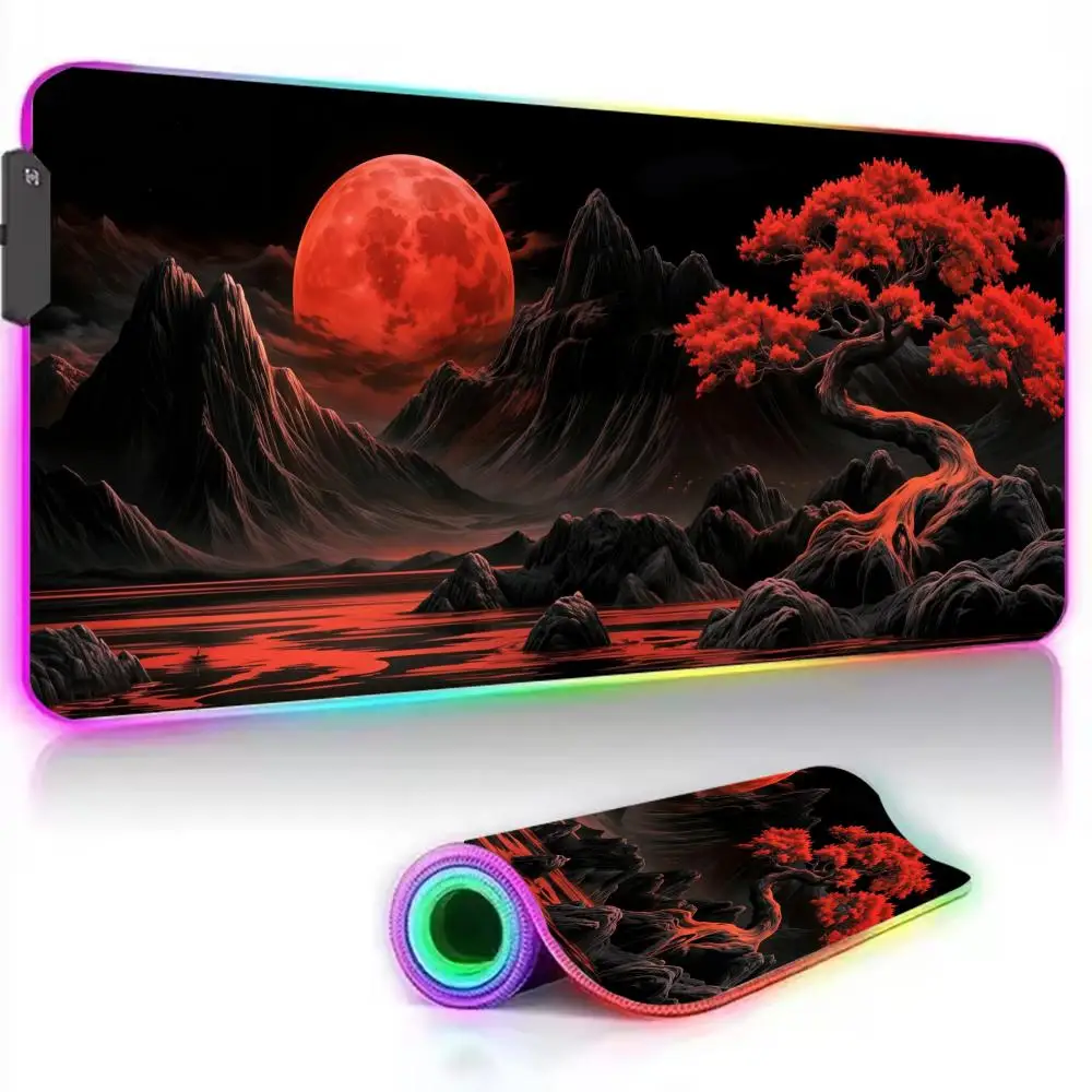 

Виды заката в Японии Коврик для мыши RGB Светящийся коврик для мыши Офисные компьютерные аксессуары Коврик для клавиатуры ПК Светодиодный противоскользящий игровой настольный коврик