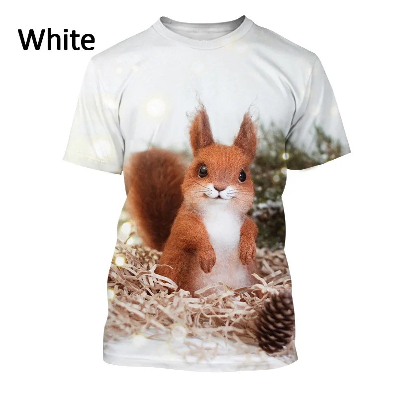 New Fashion Animal Squirrel 3D Printing T-shirt Personality Round Neck Top Unisex Couple Hip-hop Funny Short-sleeved Shirt