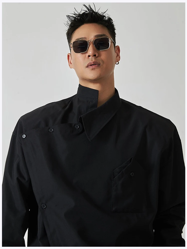 XS-6XL New 2024 Men Women's Clothing Catwalk Original Personalized Diagonal Hem Profile Shirt Lovers Plus Size Costumes