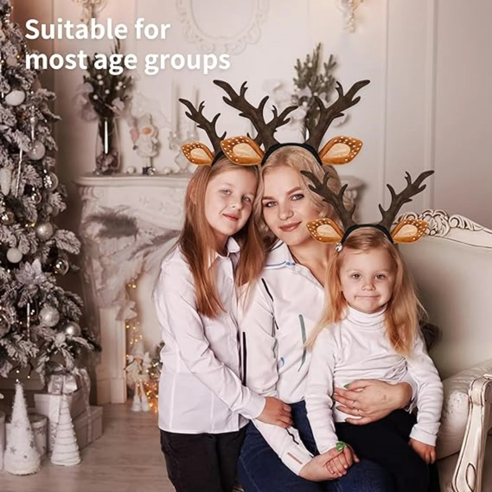 

Женская милая повязка на голову с ушками оленя, идеально подходит для рождественского костюма, праздничная праздничная одежда для взрослых