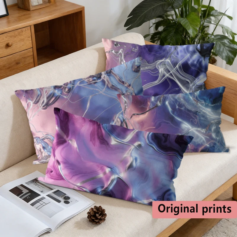 Marble Fluid Art Lumbar Pillow Covers Suitable For Sofa Bedroom Car Pillow Cover Cushion Rectangular Back Cushion