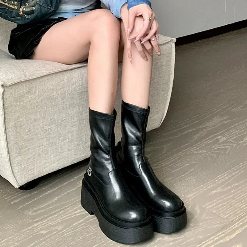 Long Boots for Women Fashion Designer Platform Shoes Ladies Luxury Thick Sole Round Toe High Boot Elegant Party Shoes Footwear