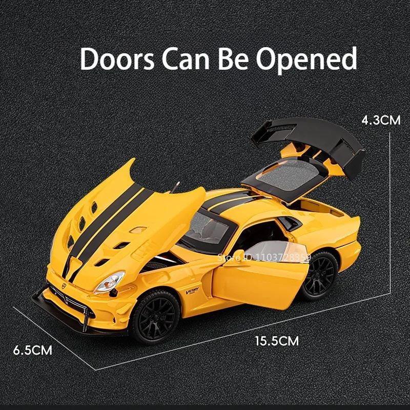 1:32 Viper Tomahawk Speelgoed Supercar Modellen Metal Diecast Sound Light Deuren Geopend Pull Back Miniatuur Sportwagens voor Kinderen Geschenken