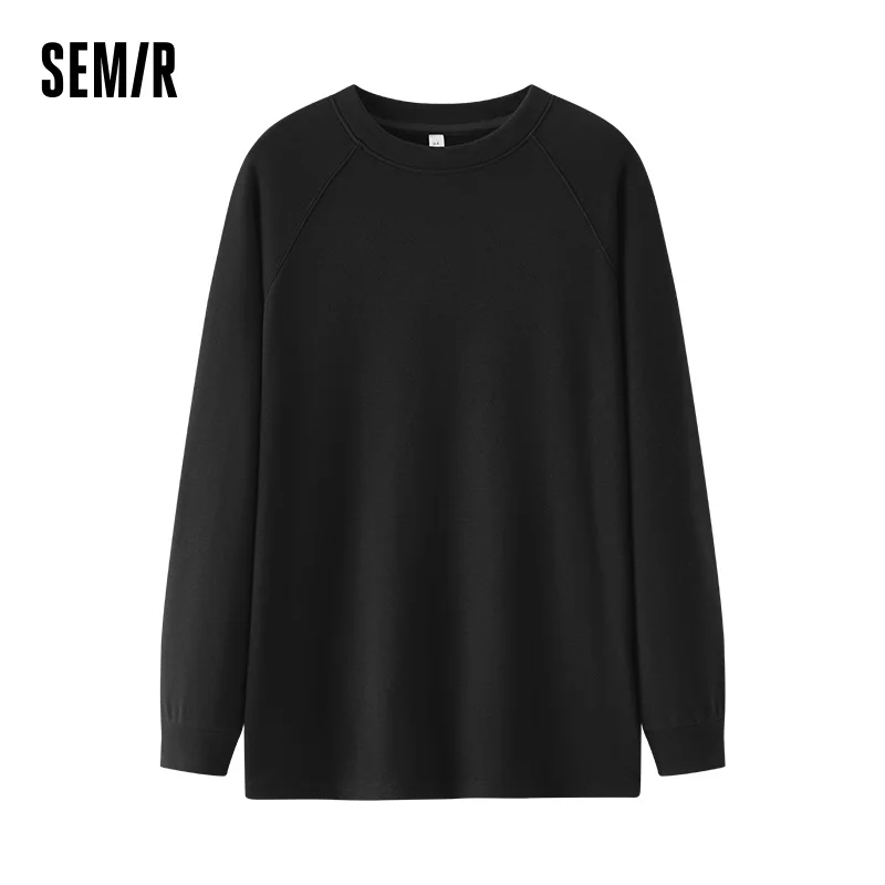 

Semir Long Sleeve T-Shirt Women Mid Length Loose Fit Thermal Solid Color Raglan Sleeve Fleece Lined 2025 Winter Casual Top