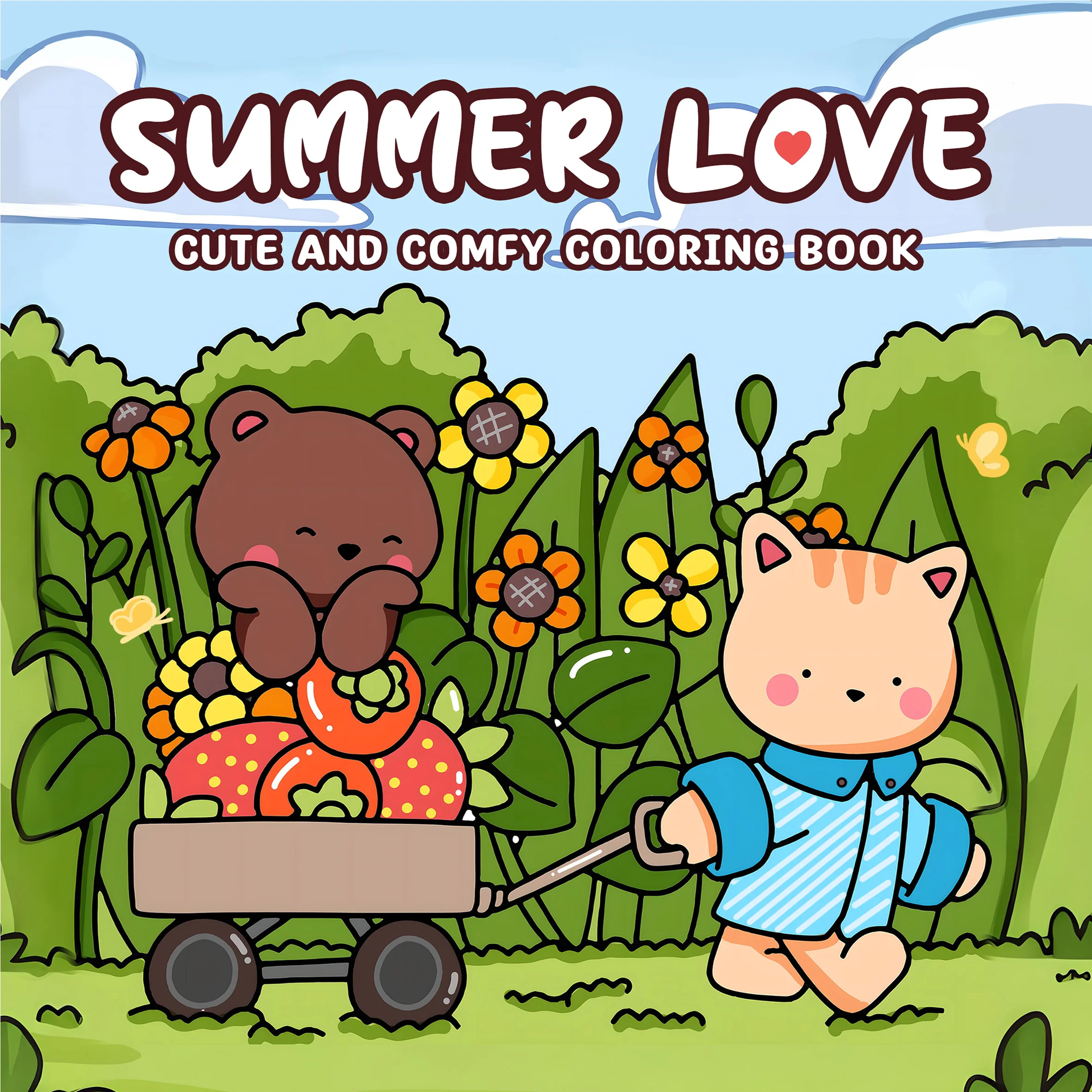 SUMMER LOVE Bold-easy Patterns Coloring Book for Adults Cute Drawing Book Perfect Gift for Party and Birthday