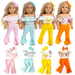 Doll Clothes for 18inch American Girl Dolls Bell-bottoms T-shirt Set Kids Toy Doll Clothing Pretend Play Doll Clothes Girl Gift