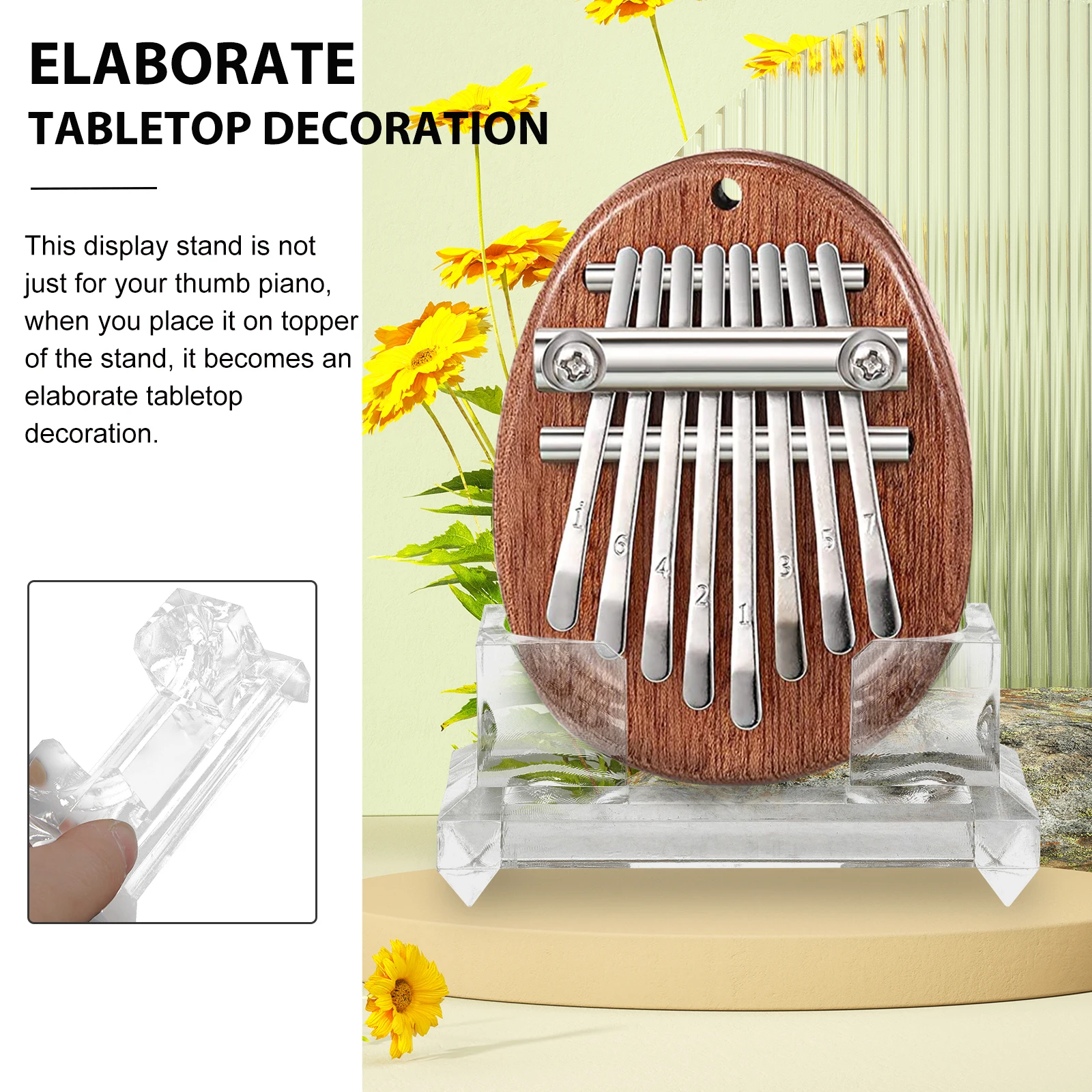 

2 Pcs Eight-Music Piano Stand Modern Kalimba Display Rack Acrylic for Thumb Elegant Holder