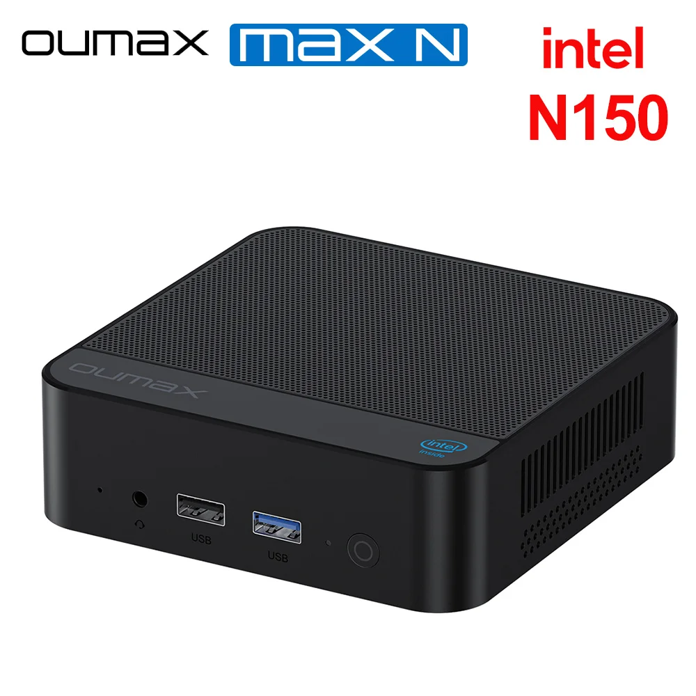 2025 OUMAX Intel Twin Lake N150 16GB 500GB Mini PC Quiet Dual 1000M LAN Desktop Computer Voor Office VS Mini S12 Pro G3 Plus N100