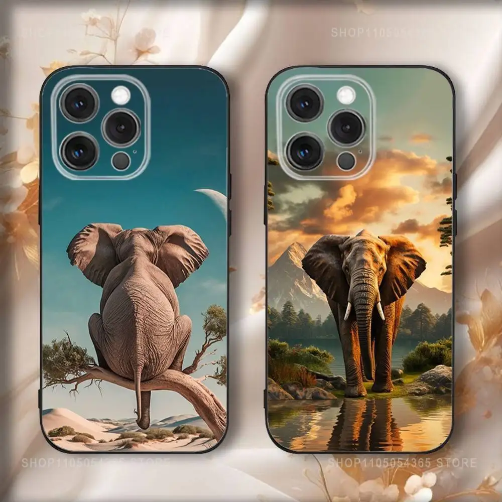 

Cute Elephants Phone Case For iPhone 17,16,15,14,13,12,11,Pro,Max,Plus,Air,X,XS,XR,SE,8,7,Mini,Soft Black Funda