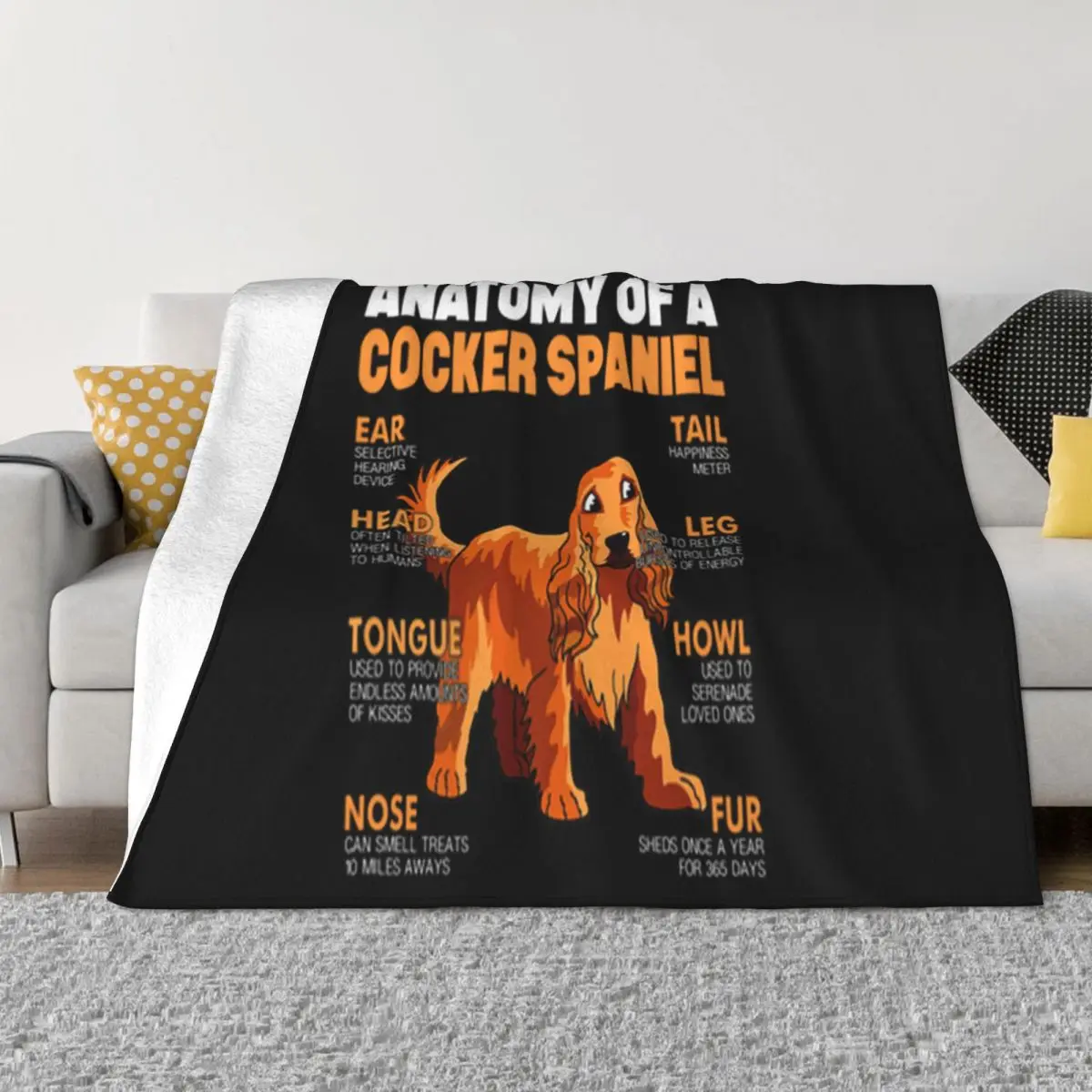 Anatomy Of A Cocker Spaniel The Function Of Dogs Part Aesthetic Rap New Brand Basic Newest Throw Blanket