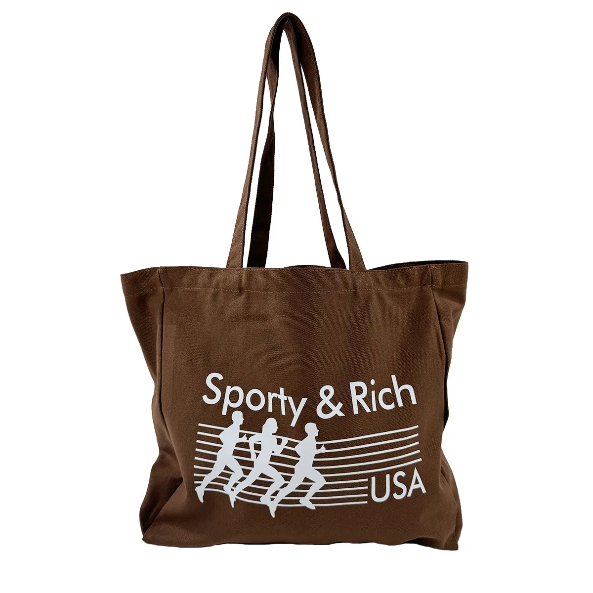 Borse a tracolla in cotone per caffè con stampa in stile sportivo Vintage americano Street Fashion Women Tote Canvas Bag borse per la spesa