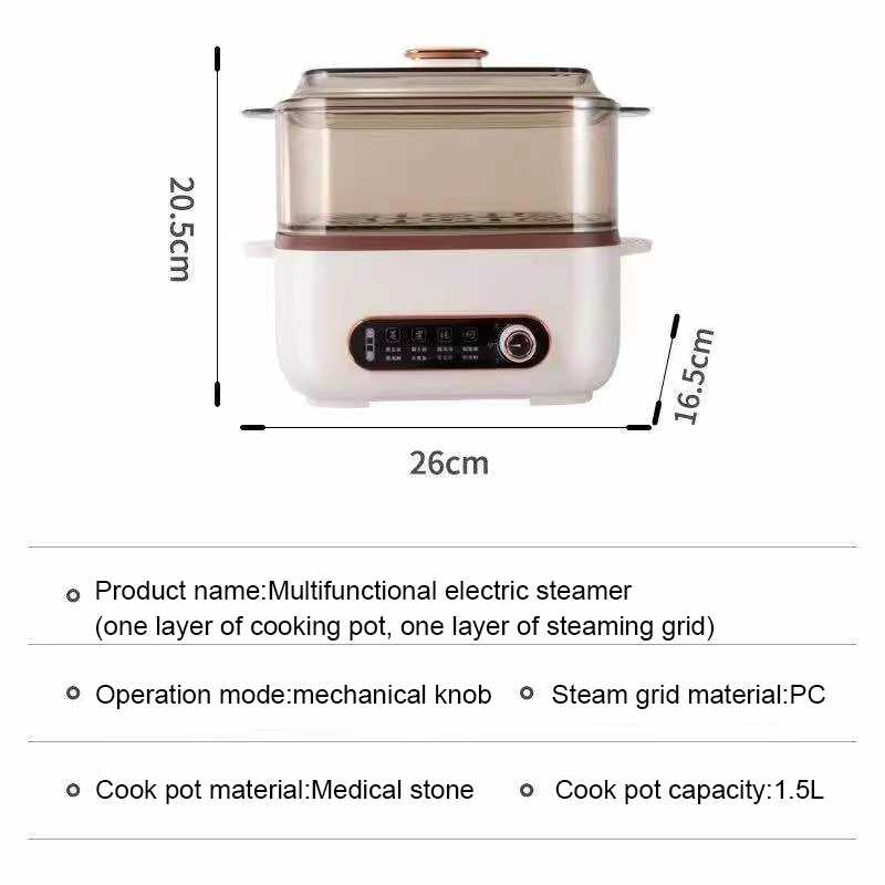 Multifunctional Electric Food Steamer Noodles Pasta Skillet Rice Cooker Egg Frying Pan Porridge Soup Stew Hot Pot Meals Heater