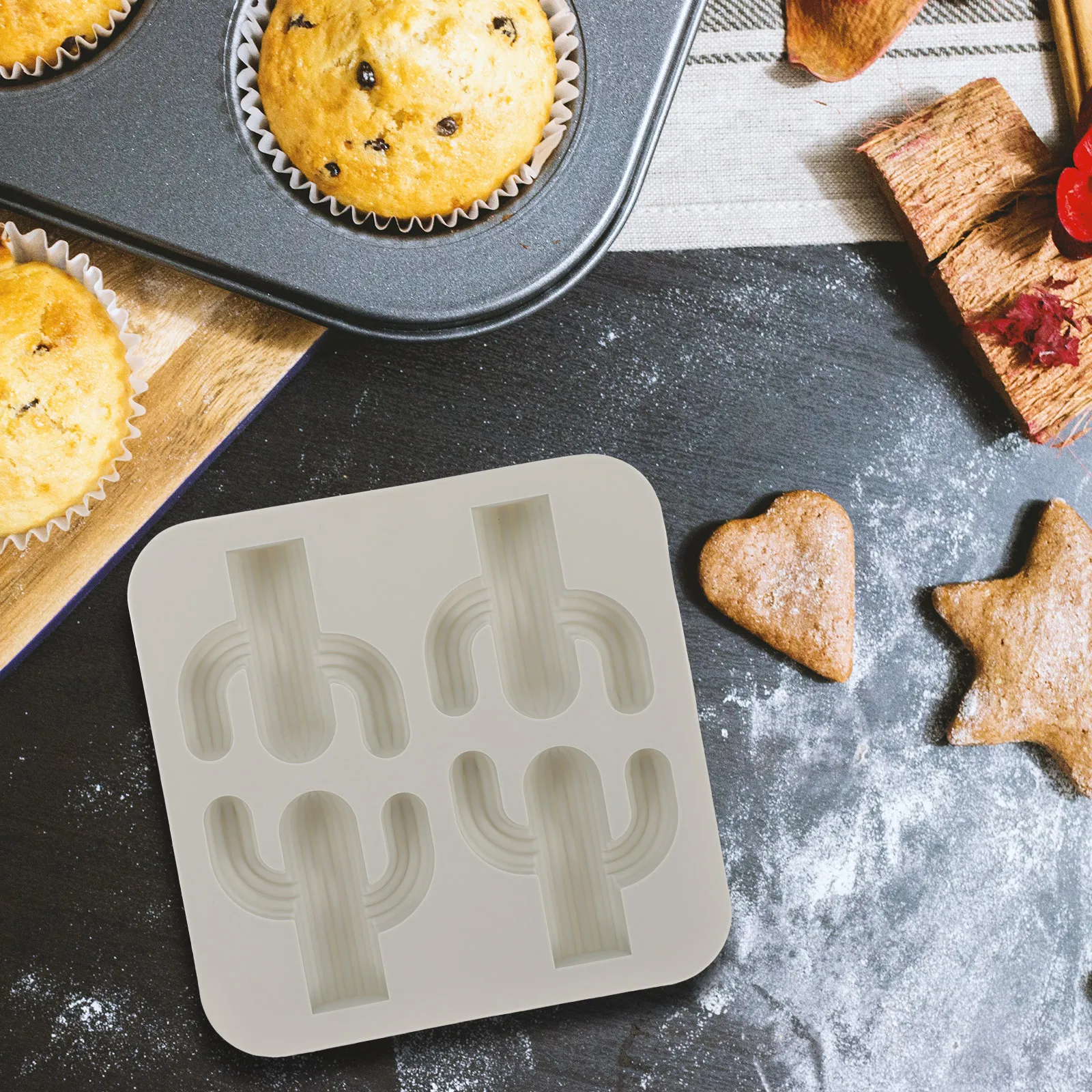 

Silicone Baking Mold Molds Cactus Shaped Ice DIY Tool Tray Cube Trays Soap Handmade