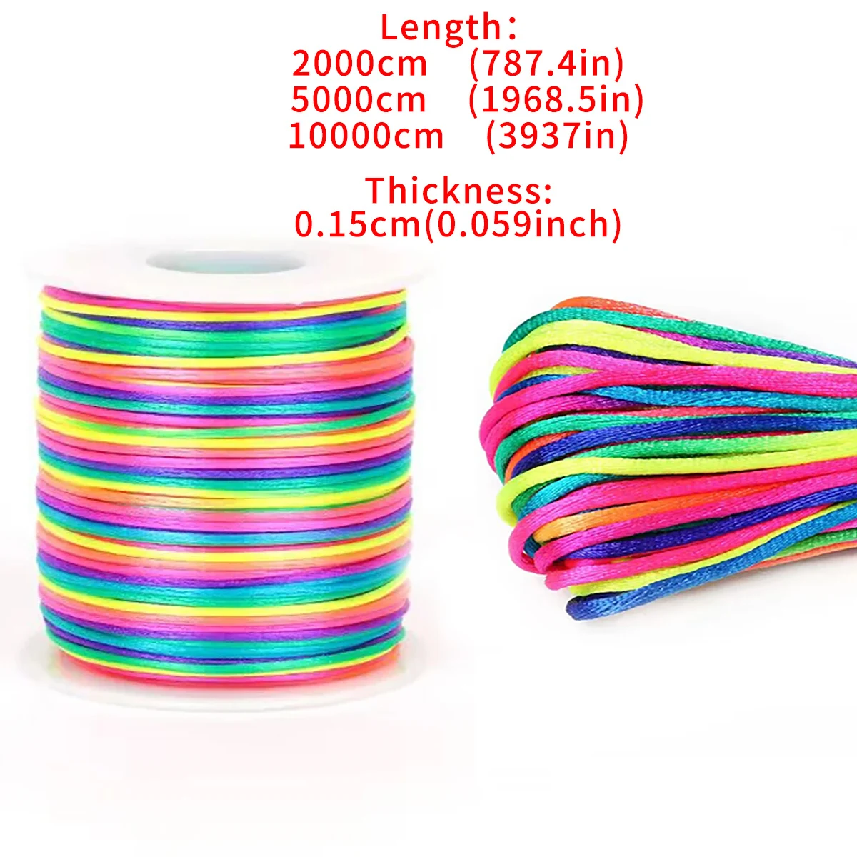 10-100M/Roll 1.5mm Colorful Satin Nylon Cord Rope Rattail Silk Chinese Knotting Shamballa Thread For DIY Jewelry Making Bracelet