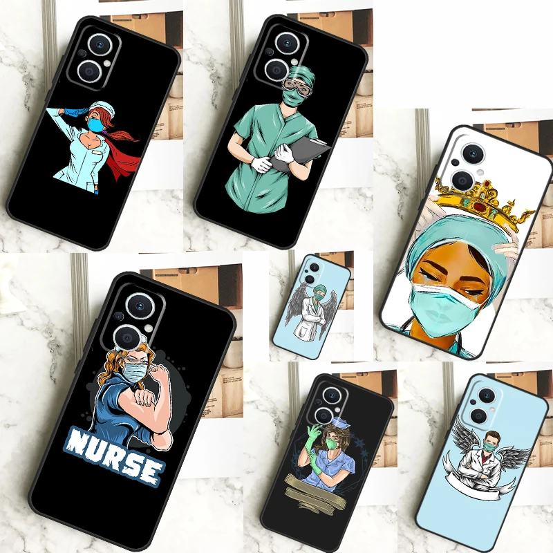 Étui de dessin animé médical pour OPPO Reno, housse d'infirmière pour OPPO, Reno 10 Pro, 11 F, 4, 5, 6, 7, 8 Lite, 4Z, 5Z, 8T, Find X5, X2, Bery Lite, X6 Pro
