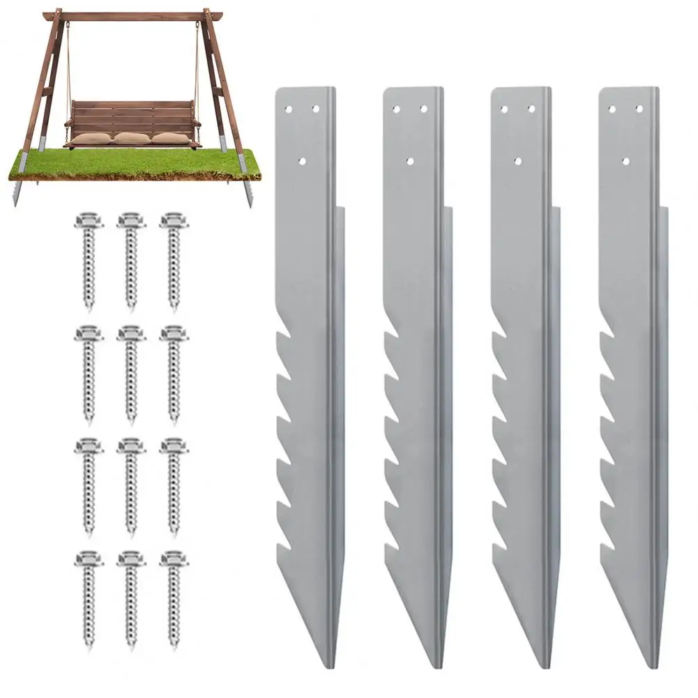 Fence Post Stakes Repair Kit Rust-Resistant Swing Set Mounting Screws Easy to Install Heavy Duty Steel Fence Post Ground Stakes
