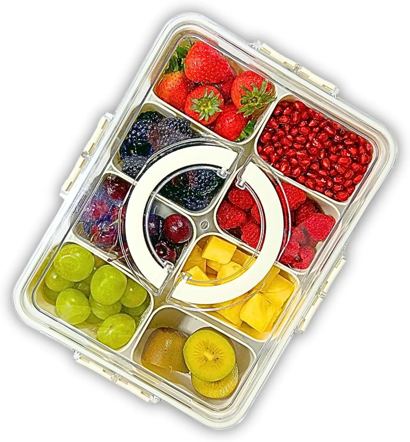 

8 Grid Snack Box Container Reusable Snackle Containers Outdoor Fruit Boxes Snack Plates Plastic Storage Container with Lid