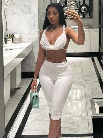 Nibber Sexy See Through Women Set da 2 pezzi Tendenza estiva Maglia sottile Frusta Halter Canotte + Pantaloncini a vita larga Abiti da strada abbinati