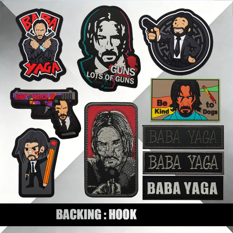 John Wick Themed Embroidered Patches - Baba Yaga Outdoor Tactical Rubber Decor for Packs & Clothing