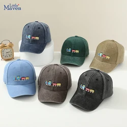 2025 Summer Sports Hats School Baby Boy Baseball Embroidered Cartoon Trains Children Outdoor Kids Caps for 2-8Years Adjustable