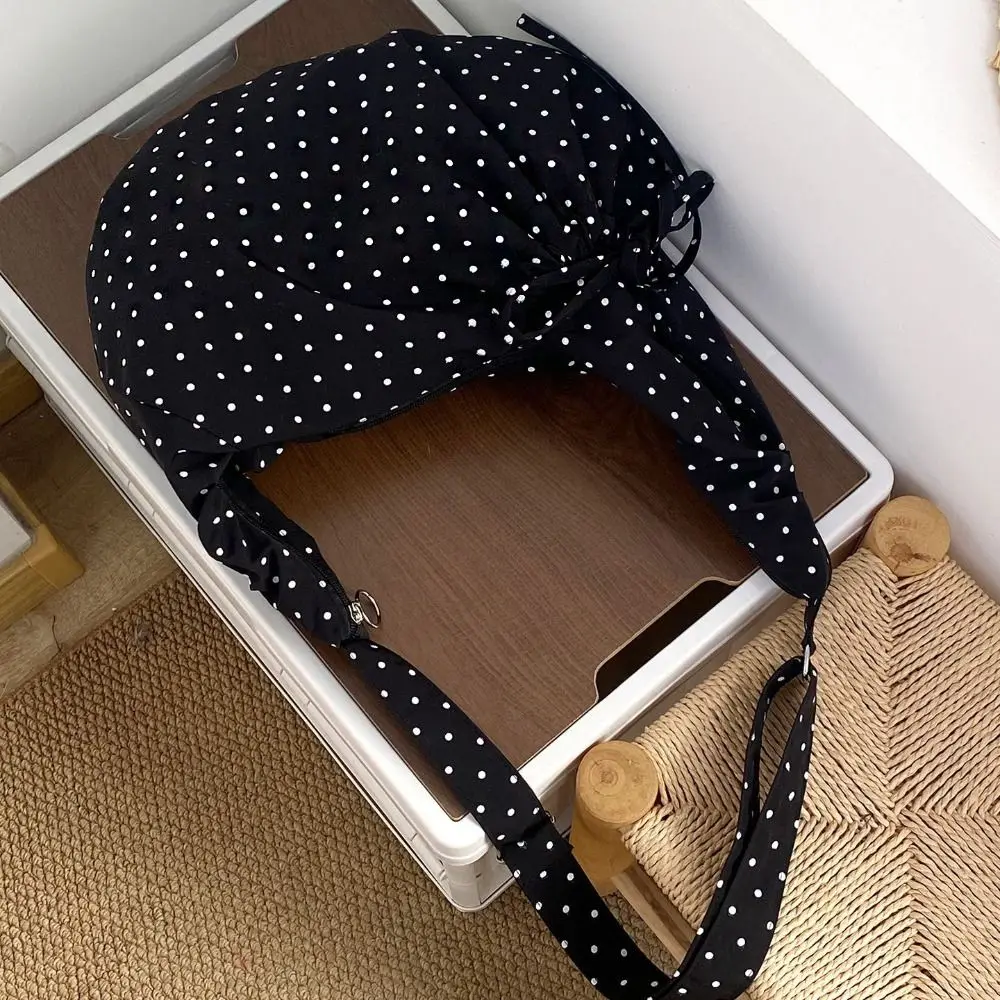 

Korean Style Polka Dot Nylon Crossbody Bag Lightweight Ballet Style Pleated Shoulder Bag Prined Large Capacity