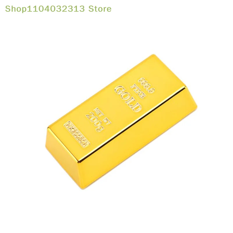 petitePlastic Fake Gold Bullion Simulated Golden Brick Fake Glittering Gold Bar Paperweight Door Stop Movie Prop Novelty Gift
