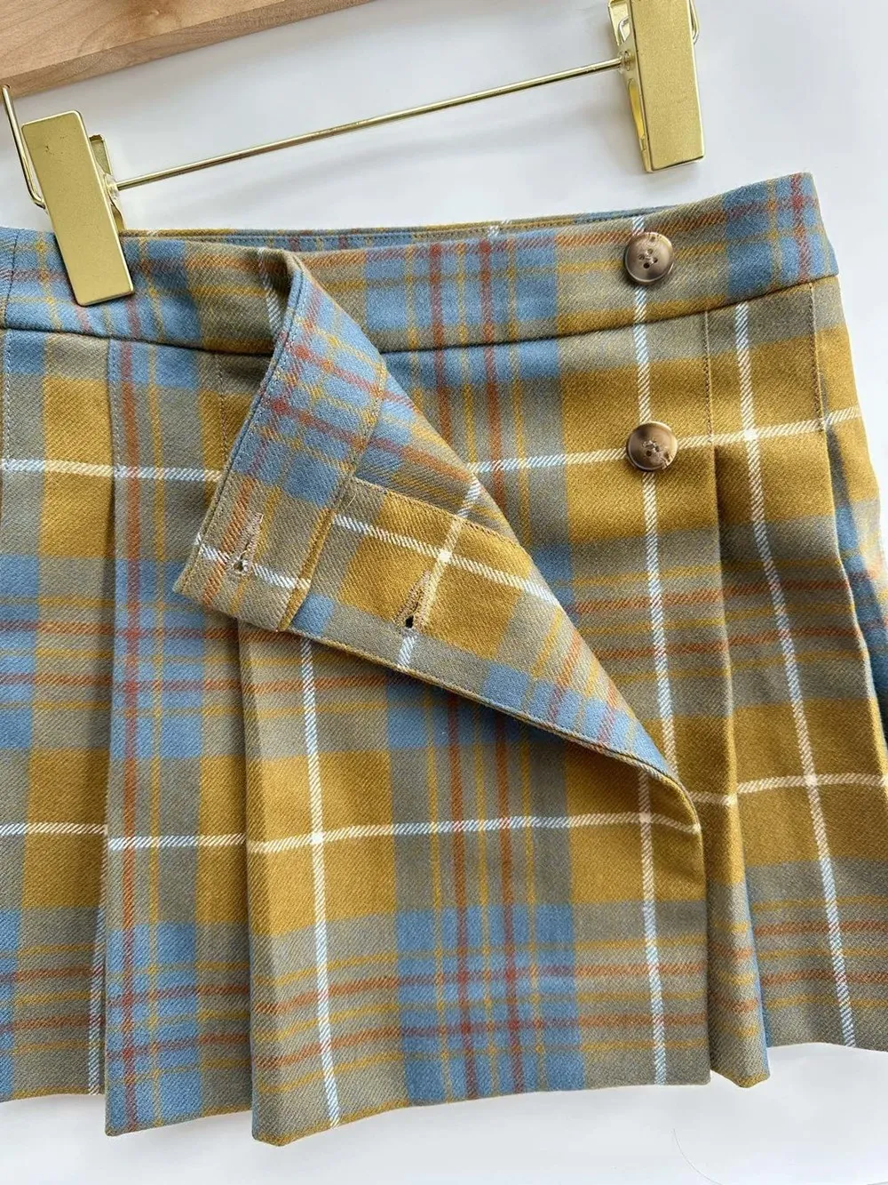 baby girls clothes kids skirt College style Yellow checkered pattern Woolen short skirt