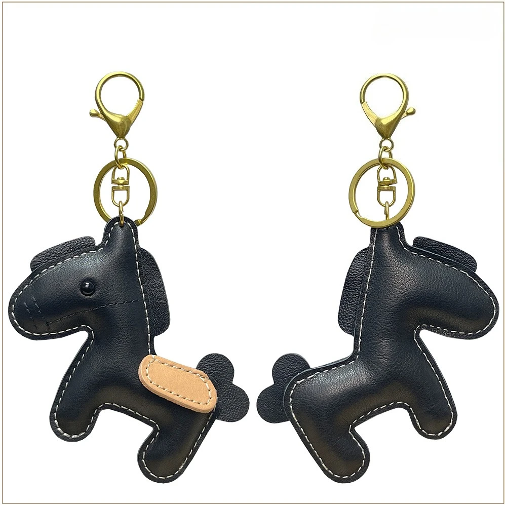 Leather Horse Keychains for Women Car Key Rings Female Handbags Backpacks Bag Charm view 6