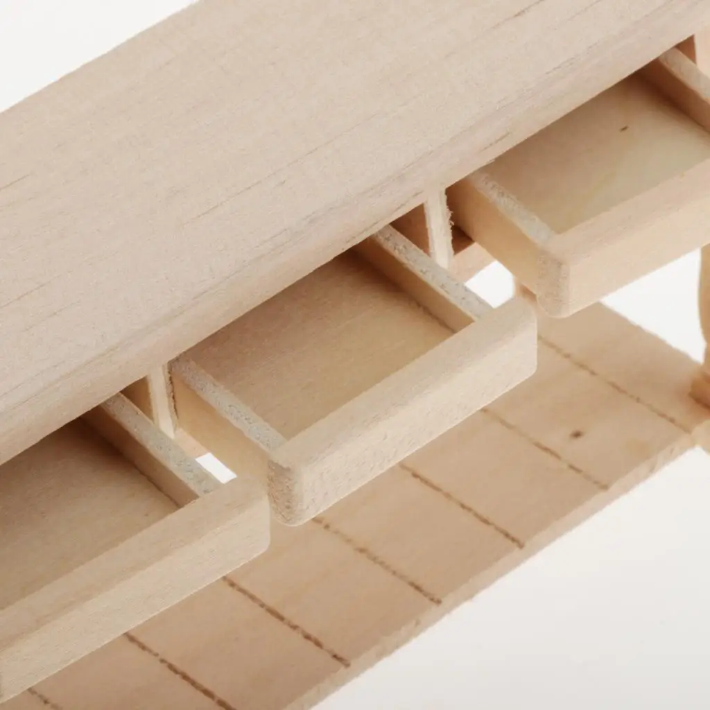 1:12 صانعة حجرة طعام خشبية مصغرة غير مطلية مع 3 أدراج