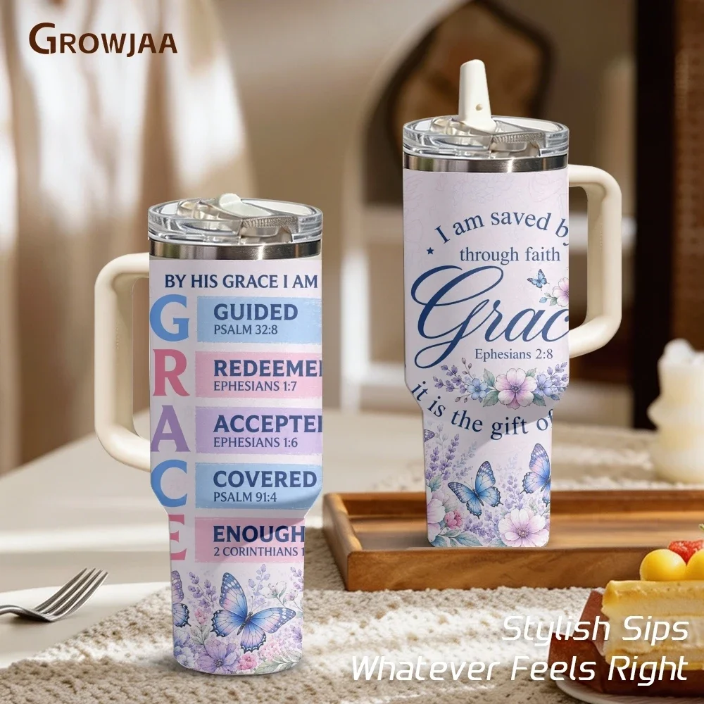 Acrostic Bible Scripture Art Vacuum Flasks 40oz 3rd Gen Vacuum Insulated Stainless Steel Tumbler Cup With Handle Straw Lid