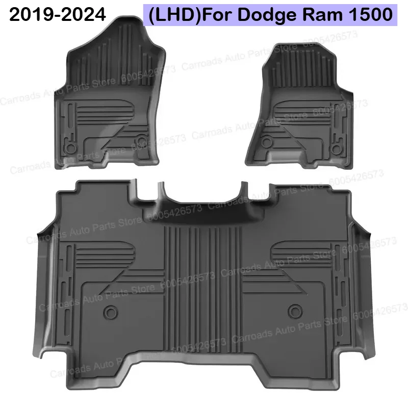 (LHD)For Dodge Ram 1500 Floor Mats North America 2019-2024 Eco-Friendly TPE Car Floor Liners All Weather Protection