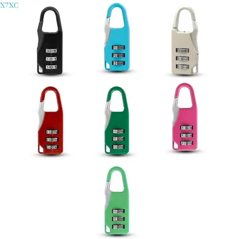 

X7XC 3 Digit Outdoor Combination Padlock Mini Resettable Lock for Suitcases Lock Gym School Bag Tool Box and Storage