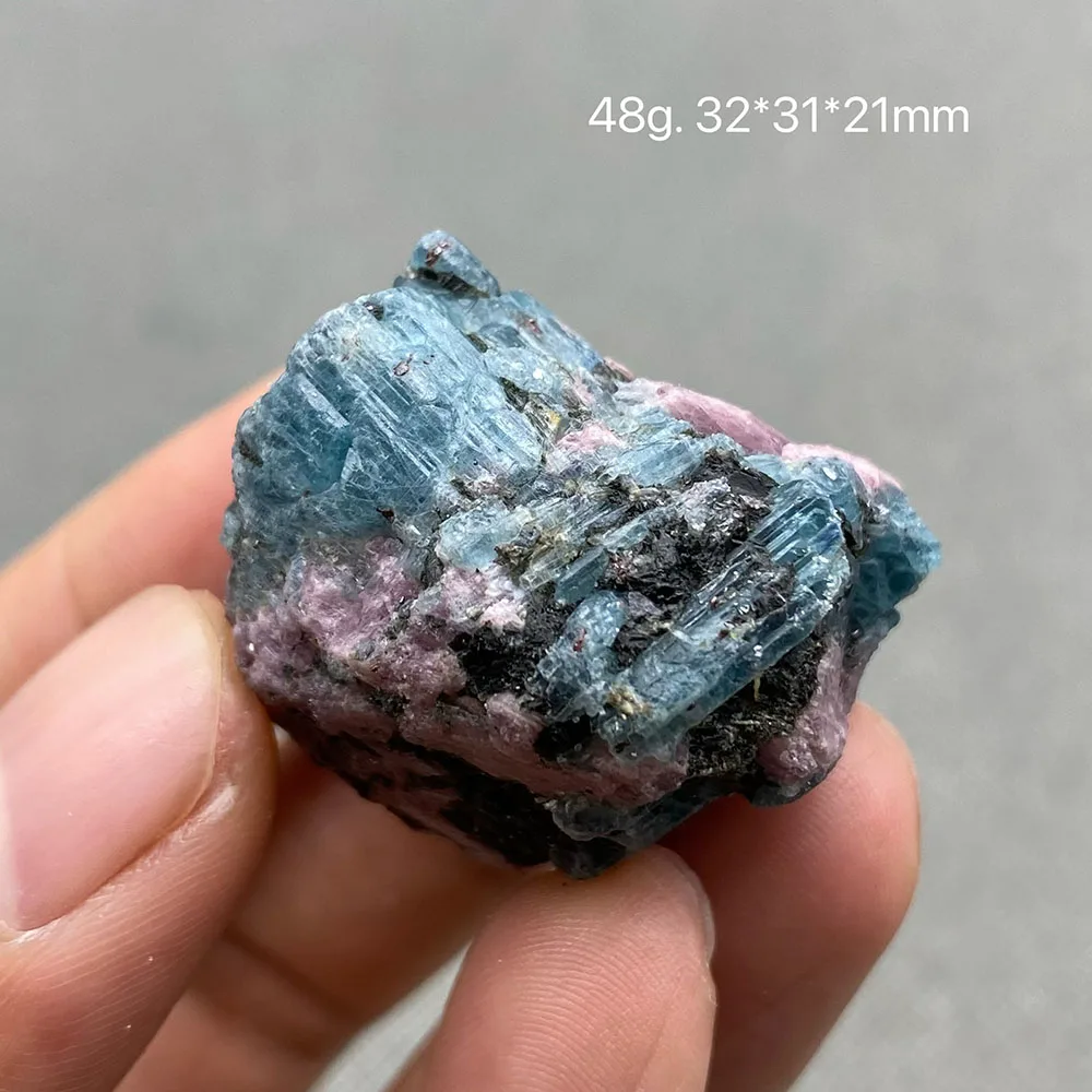 

100% natural ruby and aquamarine crystal raw stone ore specimens