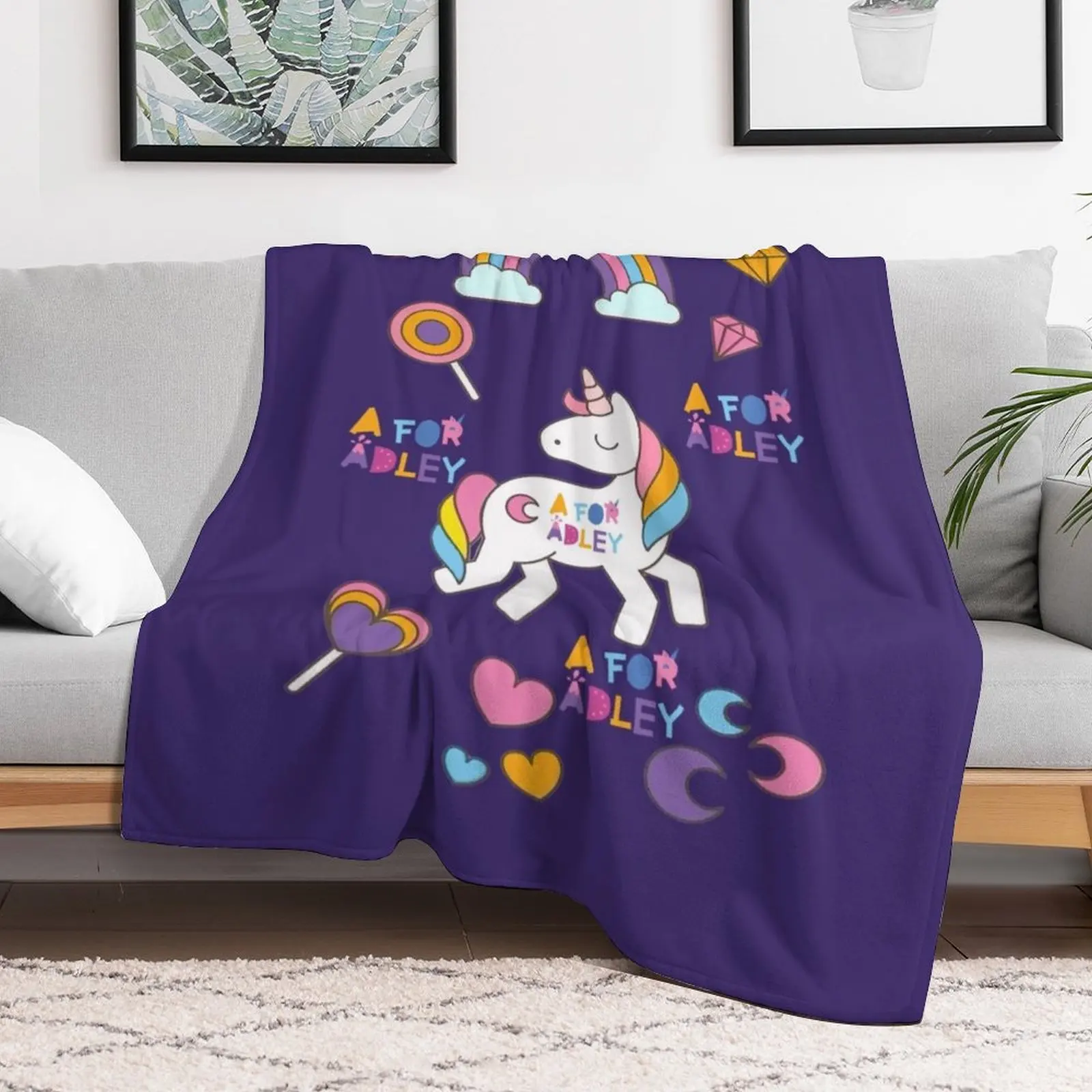 kawai girl a for adley unicorns cute77 Throw Blanket Large Furrys Blankets