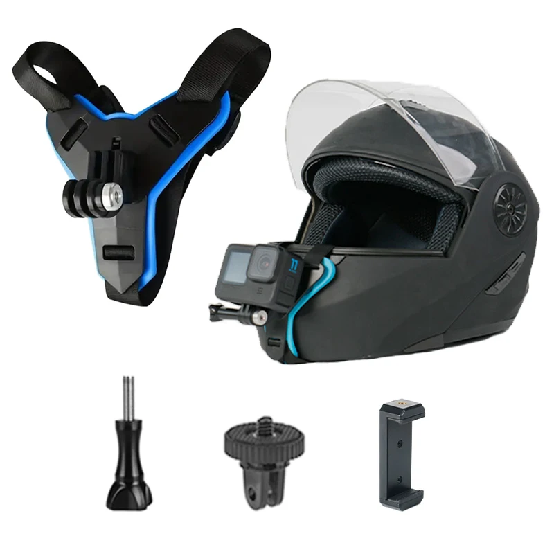 

​ Мотоциклетный шлем, передняя подставка для подбородка, держатель для камеры для GoPro Hero DJI Osmo Action Insta360, аксессуар для экшн-камеры, ремень для шлема