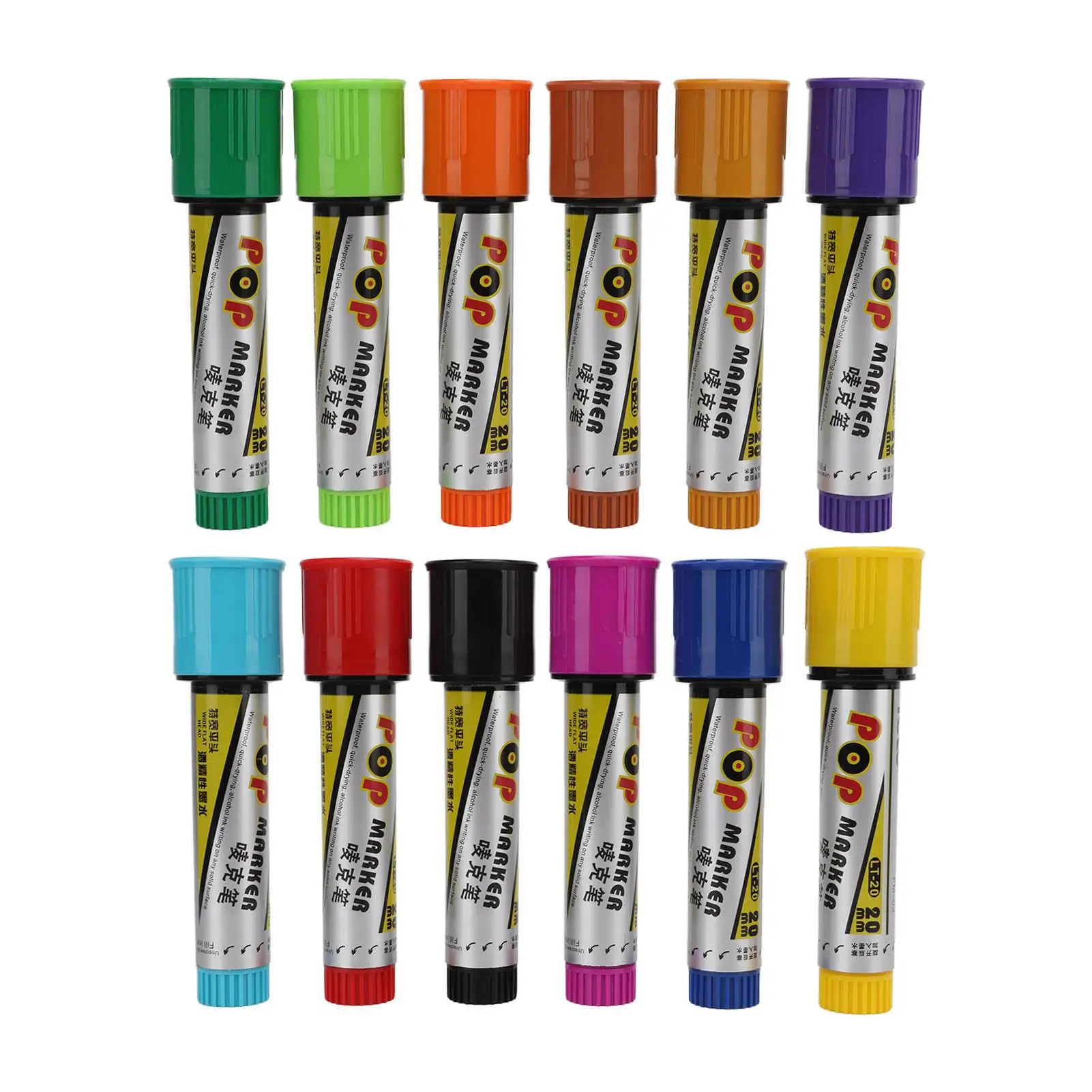 12Pcs Paint Markers Safe Wide Application Quick Dry Waterproof Convenient Design Marker for