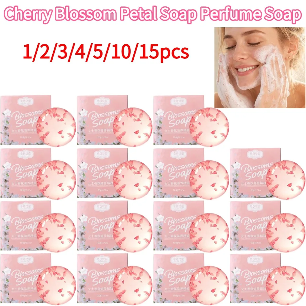 Cherry Blossom Petal Perfume Soap 100g Shampoo Soap Nourishing Stain Removing Bath Soap Floral Fragrance Overflowing Skin Care